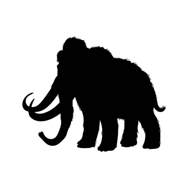 Vector Illustration Black Silhouette Woolly Mammoth Isolated White Background Concept — Stock Vector