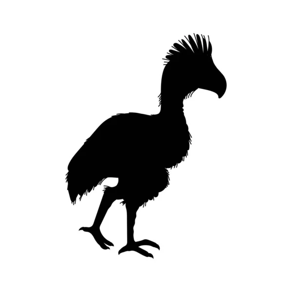 Fororakos飛行恐怖鳥 黒のシルエットアイコン 白い背景に隔離されたフラットベクトルイラスト 先史時代に絶滅した野生動物の古生息地 — ストックベクタ