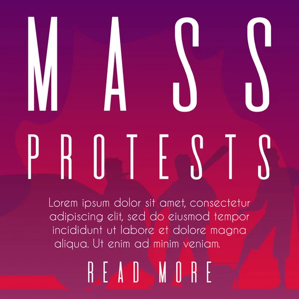 Mass Protests Banner Poster Concept Protesting People Destroying Public Property — Stock Vector
