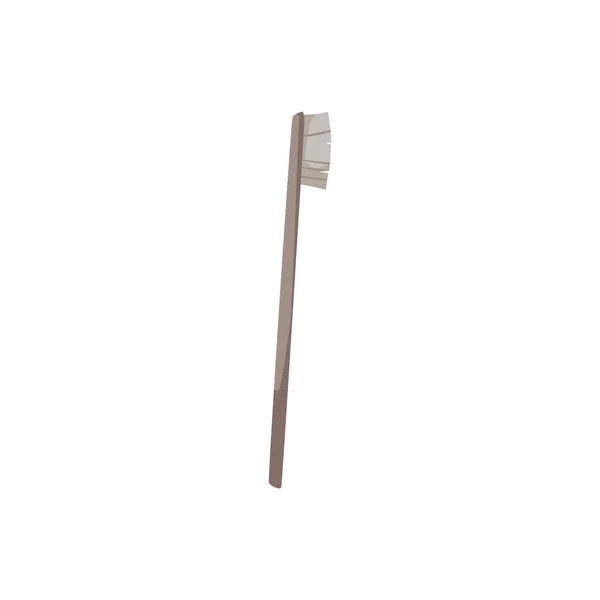 Bruine Bamboe Tandenborstel Platte Stijl Vector Illustratie Geïsoleerd Witte Achtergrond — Stockvector