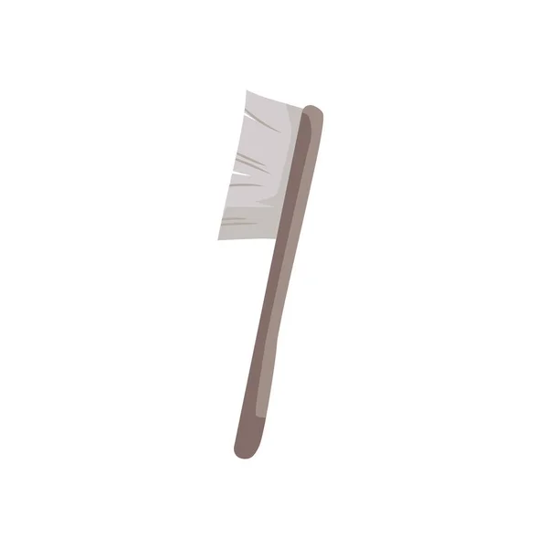 Bamboe Tandenborstel Schoonmaak Borstel Platte Vector Illustratie Geïsoleerd Witte Achtergrond — Stockvector