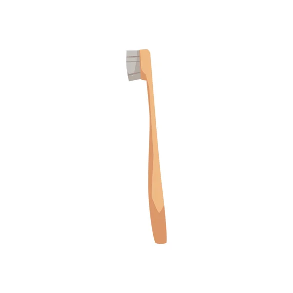 Bamboo Toothbrush Made Biodegradable Eco Natural Materials Flat Vector Illustration — Stock Vector