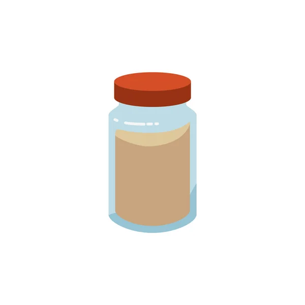 谷物或调味品储存在玻璃瓶中 平面矢量插图在白色背景上隔离 可回收和可重复使用的食品容器 用于消除塑料的概念 — 图库矢量图片
