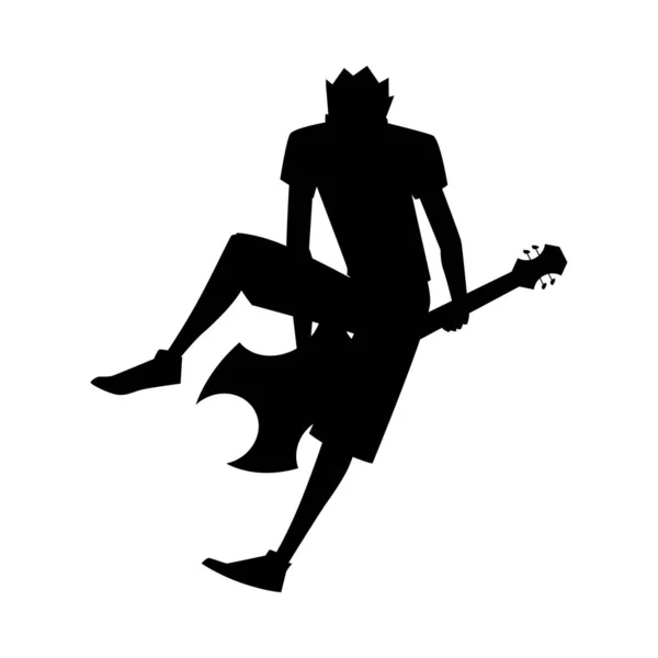 Çılgın Rock Grubu Yıldızı Sahnede Gitar Çalarak Zıplıyor Müzisyen Pop — Stok Vektör