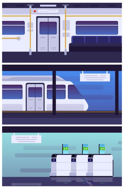 Metro Metro Istasyonunda Metro Istasyonuna Ulaşan Metro Trafiği Için Geçiş — Stok Vektör
