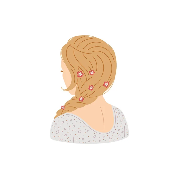 Vektor Izolované Ilustrace Pěkný Účes Dámy Blond Vlasy Shromážděné Dlouhém — Stockový vektor