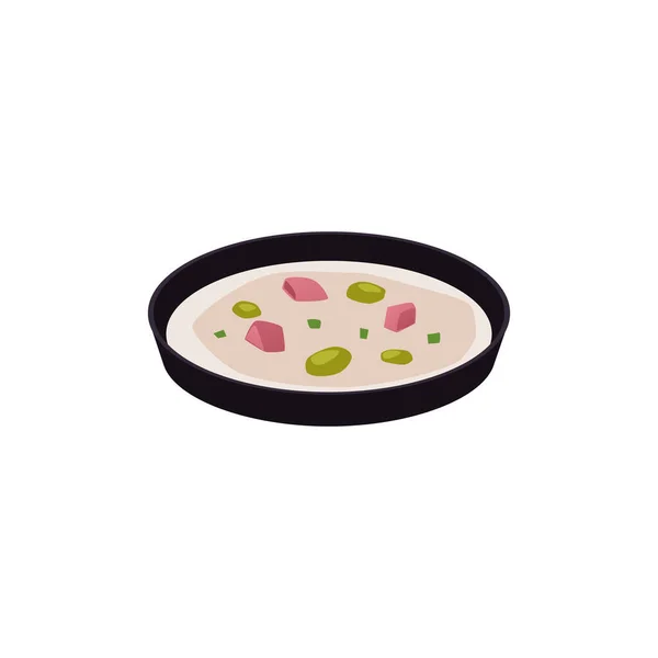 Kalte Spanische Ajoblanco Suppe Mit Trauben Teller Oder Keramikschale Flache — Stockvektor