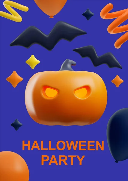 Šťastný Plakát Halloweenské Párty Halloween Prázdninový Design Tématickými Dekorativními Prvky — Stockový vektor