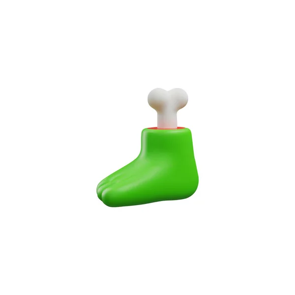 Grüner Fuß Mit Knochen Stil Vektordarstellung Isoliert Auf Weißem Hintergrund — Stockvektor