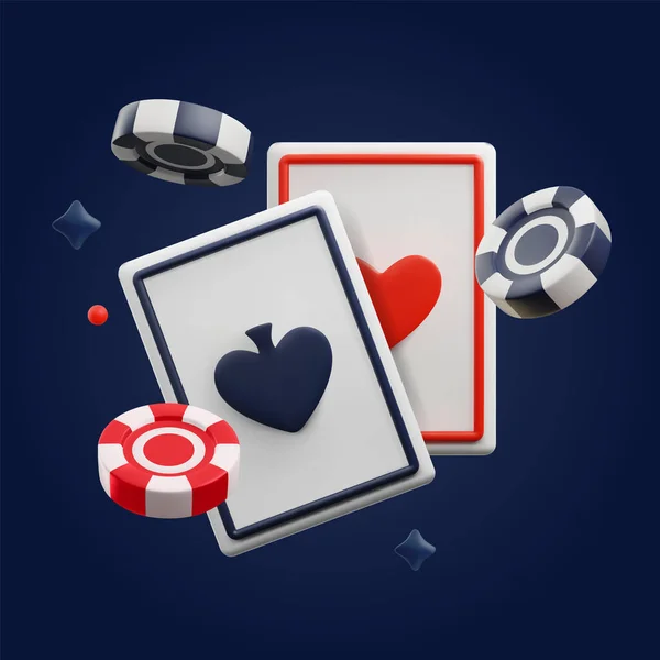 Fichas Fichas Para Jogos Poker Casino Estilo Plástico Jogando Cartas — Vetor de Stock