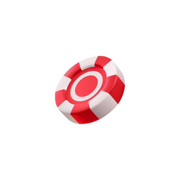 Casino Spiel Chip Realistische Vektor Illustration Weiß Rotes Symbol Für — Stockvektor
