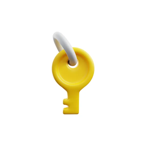 Nyckel Metall Ring Renderad Ikon Eller Symbol Realistisk Vektor Illustration — Stock vektor