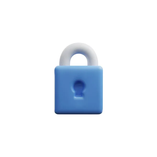 現実的な青の南京錠3Dスタイル 白い背景に隔離されたベクトルイラスト ドアを閉じるためのキーホールと装飾的なデザイン要素 安全性 ツール — ストックベクタ