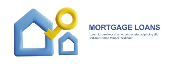 모기지 Mortgage Loan Banner 사이트 Mock Trendy 아이콘 Real Vector — 스톡 벡터