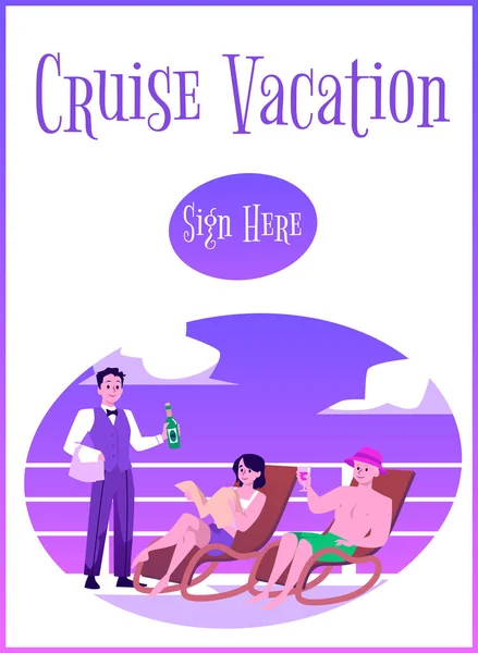 Vector Poster Vacanță Croazieră Concept Turistic Frumos Cuplu Odihnindu Plajă — Vector de stoc