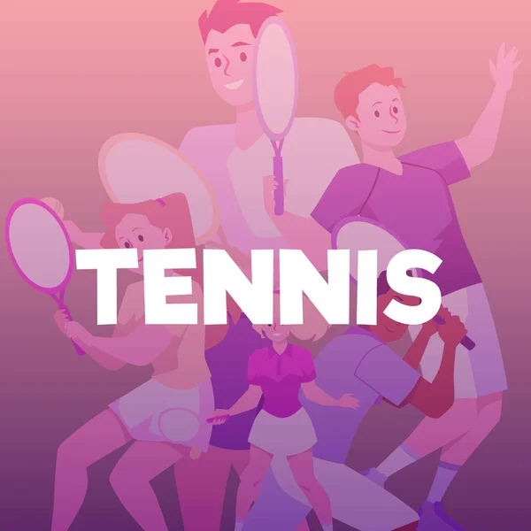 Квадратный Баннер Плоском Стиле Игры Теннис Векторная Иллюстрация Декоративный Дизайн — стоковый вектор