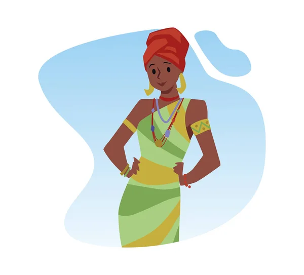 Afrikai Etnikai Karakter Színes Splash Háttér Lapos Vektor Illusztráció Elszigetelt — Stock Vector