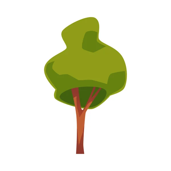Ilustrasi Vektor Pohon Hijau Kartun Topik Ekologi Alam Ikon Tanaman - Stok Vektor