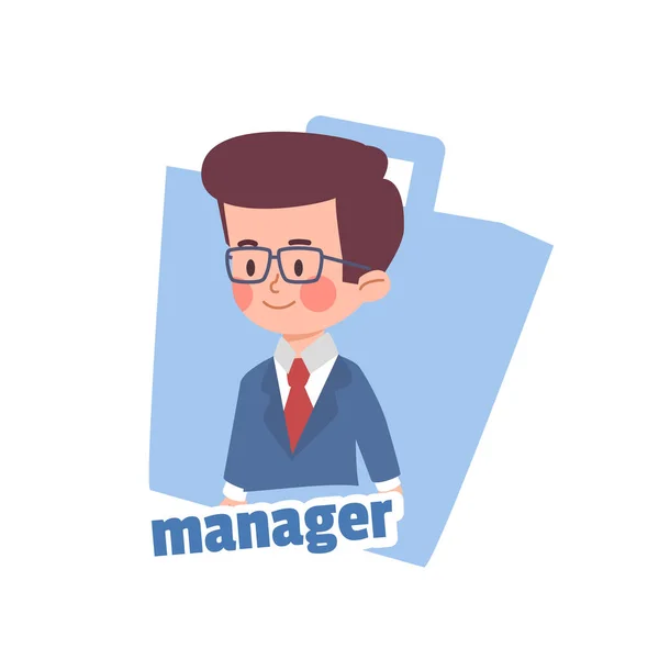 Child Manager Boss Suit Cartoon Character Child Business Person Concept — Stock Vector