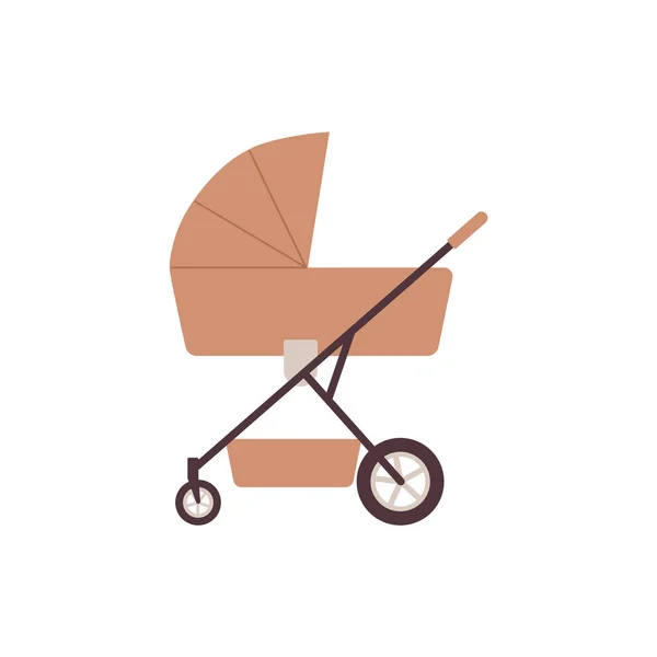 Modern Baby Carriage Transport Newborns Flat Vector Illustration Isolated White — Stock Vector