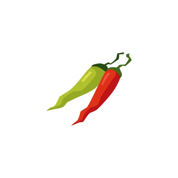 Перец Чили Красный Зеленый Натуральный Органический Продукт Острый Овощ Иллюстрация — стоковый вектор