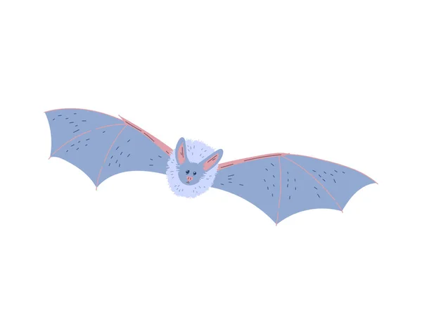 Lindo Murciélago Esponjoso Volando Ilustración Vectorial Plana Dibujos Animados Aislado — Vector de stock