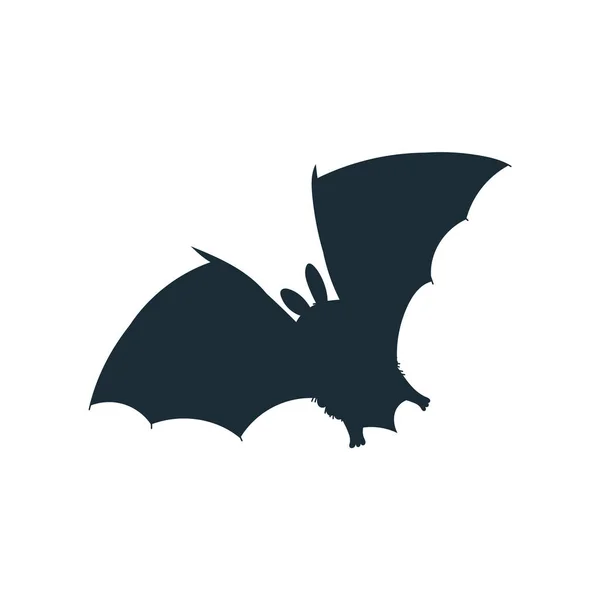 Vleermuis Spreidt Zijn Vleugels Uit Zwart Silhouet Van Halloween Vleermuis — Stockvector