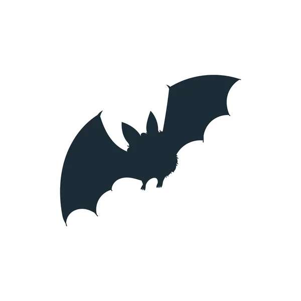 Zwart Silhouet Van Vliegende Vleermuis Platte Stijl Vector Illustratie Geïsoleerd — Stockvector