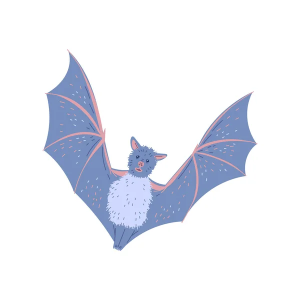 Estilo Plano Murciélago Azul Volador Ilustración Vectorial Aislada Sobre Fondo — Vector de stock