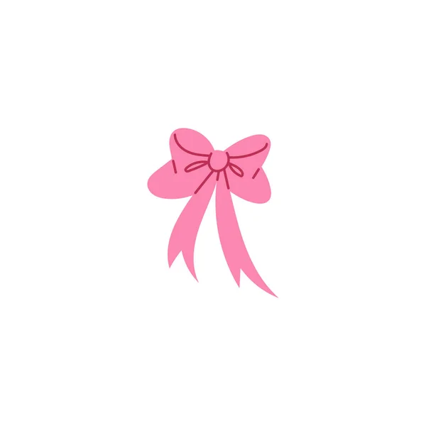 かわいい漫画ピンクの弓 女の子のためのベクターローズボウの装飾 ヘアケア 白い背景に孤立した子供っぽい手描き ファッションの装飾的な要素 — ストックベクタ