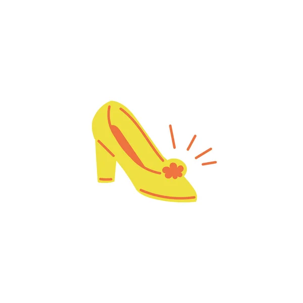 Zapatilla Cenicienta Amarilla Brillante Las Novias Las Princesas Calzado Brillante — Vector de stock