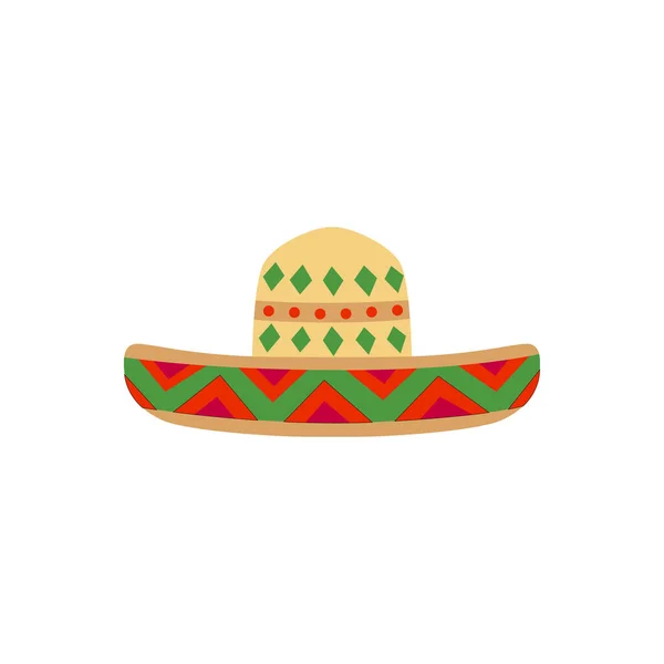 Brillante Sombrero Mexicano Colorido Con Adornos Estilo Plano Ilustración Vectorial — Archivo Imágenes Vectoriales