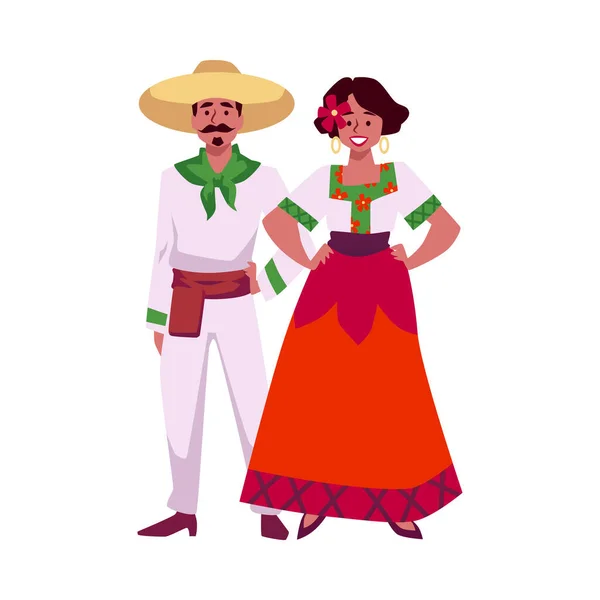 Mexikanska Mode Kvinna Lång Traditionell Klänning Dekorerad Med Rosor Mexikansk — Stock vektor