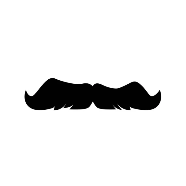 Grande Icône Silhouette Noire Moustache Illustration Vectorielle Plate Isolée Sur — Image vectorielle