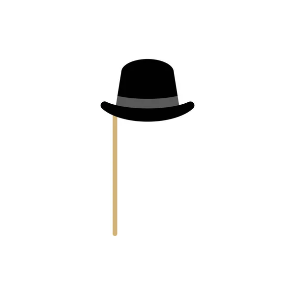 Μαύρη Μάσκα Καπέλου Διακοσμητικό Ψεύτικο Επίπεδο Στοιχείο Μεταμφίεσης Ξύλινο Ραβδί — Διανυσματικό Αρχείο