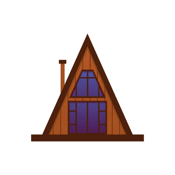 Holzhütte Form Eines Dreiecks Flache Vektordarstellung Isoliert Auf Weißem Hintergrund — Stockvektor