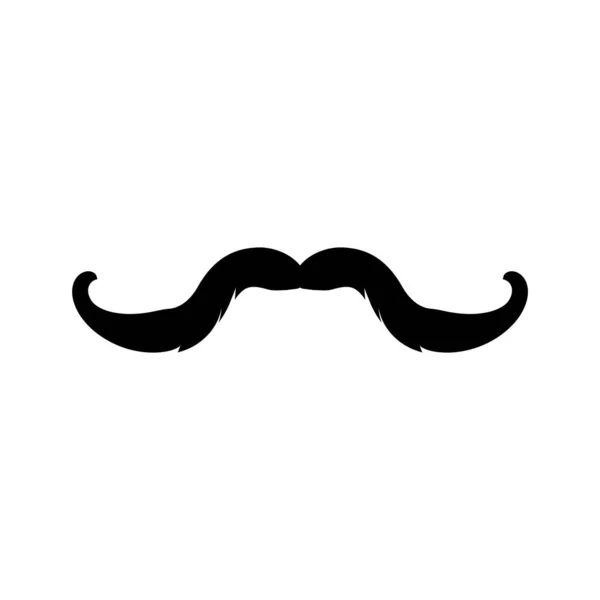 曲线胡子型扁平型黑色轮廓 白色背景上孤立的矢量图解 理发店标志装饰设计元素 男性美容业 — 图库矢量图片