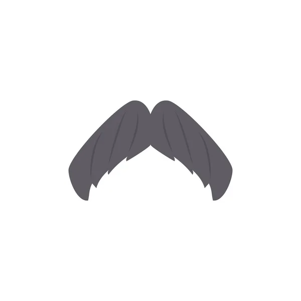 Men Lush Curved Mustache Icon Flat Vector Illustration Isolated White — Stock Vector