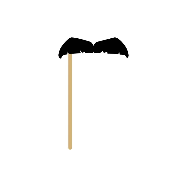 Mustache Stick Carnival Costume Masquerade Mask Flat Vector Illustration Isolated — Stock Vector