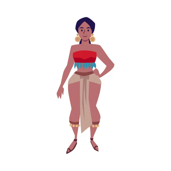 Mujer Maya Ropa Accesorios Tradicionales Ilustración Vectorial Plana Aislada Sobre — Vector de stock