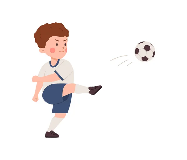 niño jugando a futbol con pelota Stock Illustration