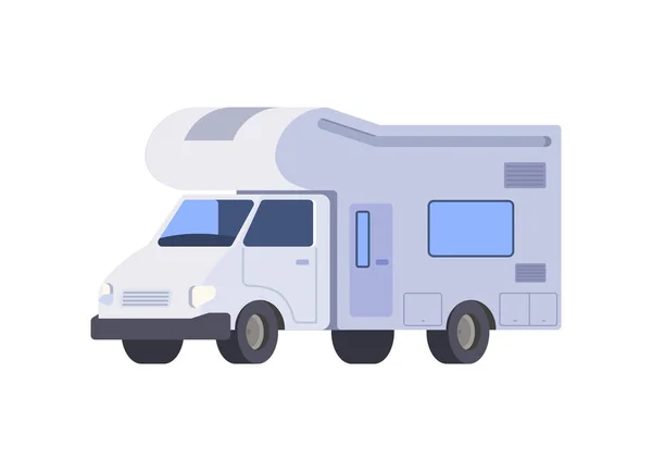 White Camper Van Mobile Auto Cabin House Door Window Transportable — Stock Vector