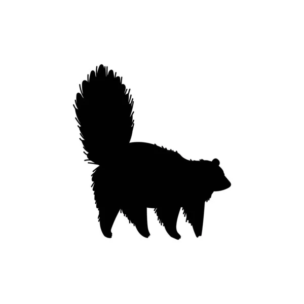 Czarny Kontur Lub Sylwetka Północnoamerykańskiego Skunksa Ilustracja Wektorowa Izolowana Białym — Wektor stockowy