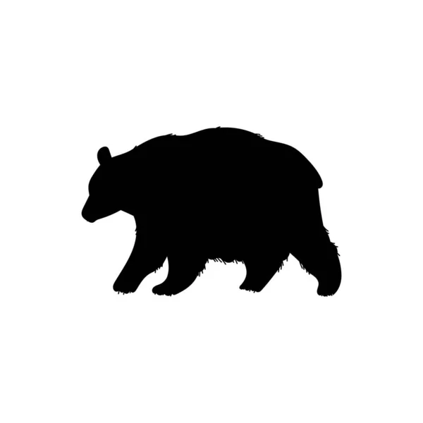 Bear Black Silhouette Vektor Illustration Isoliert Auf Weißem Hintergrund Konturensilhouette — Stockvektor