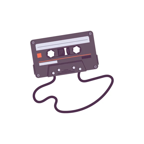 テープカセットまたはレトロスタイルのオーディオカセットケースアイコンまたはミュージックレコーディングとレコードプレーヤーのシンボル ホワイトバックグラウンドで隔離されたフラットベクトルイラスト — ストックベクタ