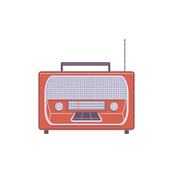 Ретро Радиоприемник Старый Радиоприемник Прошлого Века Портативное Аудиоустройство Векторная Плоская — стоковый вектор