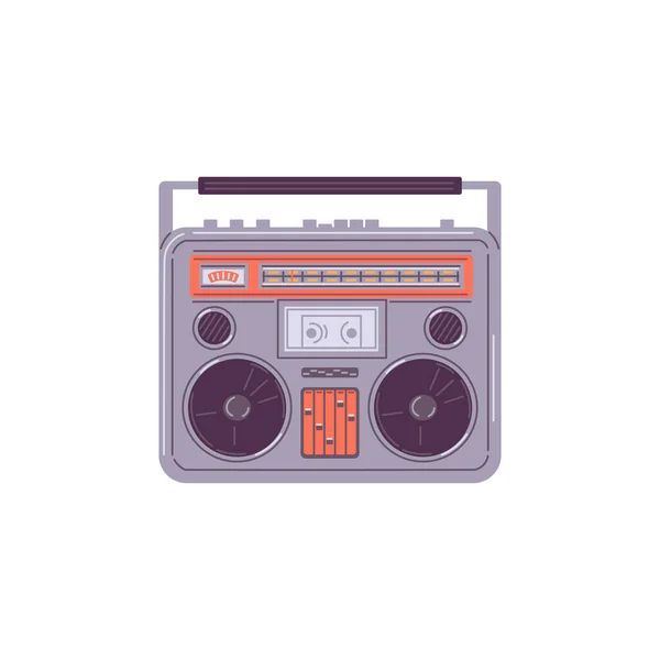 Retro Tape Recorder Flat Vector Illustration Isolated White Background Old — Stock Vector