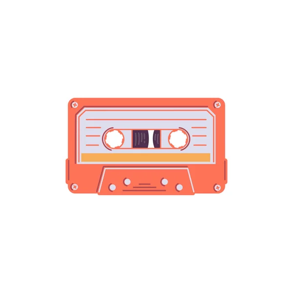 レトロカセットテープ 白い背景で隔離された平らなベクトルイラスト ヴィンテージミックステープ 80年代と90年代のシンボル コンパクト カセット デッサン — ストックベクタ
