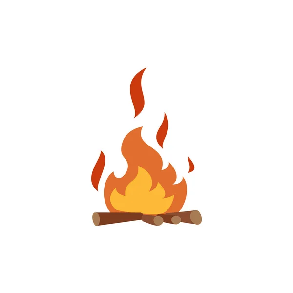 Vector Illustration Burning Bonfire Wood White Background Cartoon Camping Hot — Stock Vector