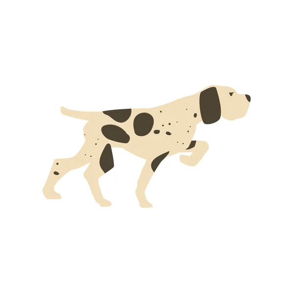 Hunting Dog Running Cartoon Flat Vector Illustration Isolated White Background — Stock Vector